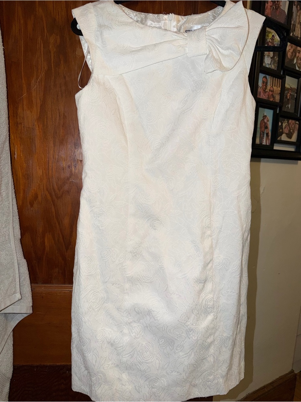 Studio I white bow detail jacquard dress